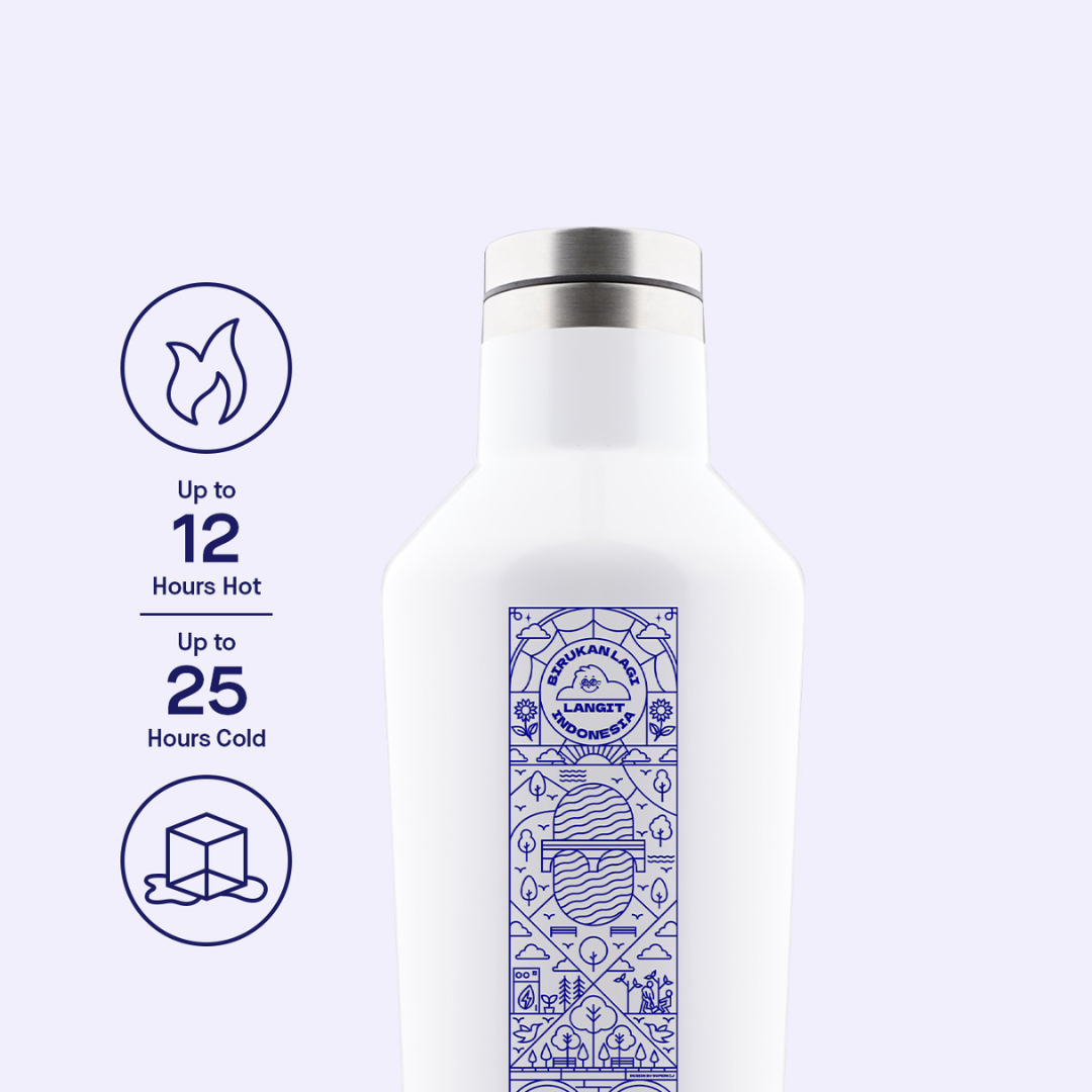 Corkcicle Canteen 16oz - Gloss White X Johan Leonardo